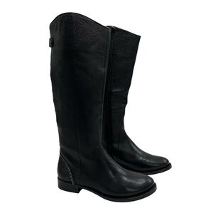 Arturo Chiang Falicity Black Leather Knee High Zip Riding Boots Size 7.5M